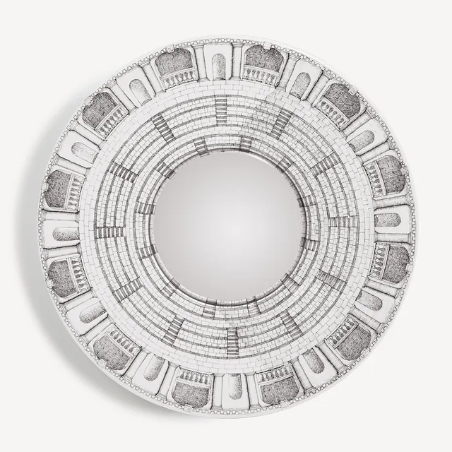 fornasetti-architettura-spiegel-konvex-holzrahmen-wand image 1