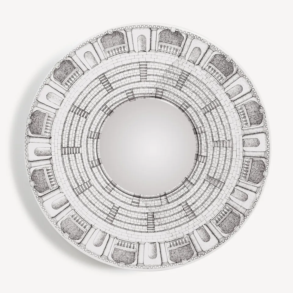 fornasetti-architettura-spiegel-konvex-holzrahmen-wand image 1