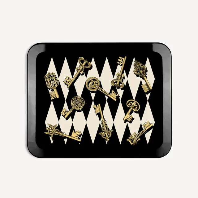 atelier-fornasetti-chiavi-e-rombi-tablett-holz-rechteckig image 1