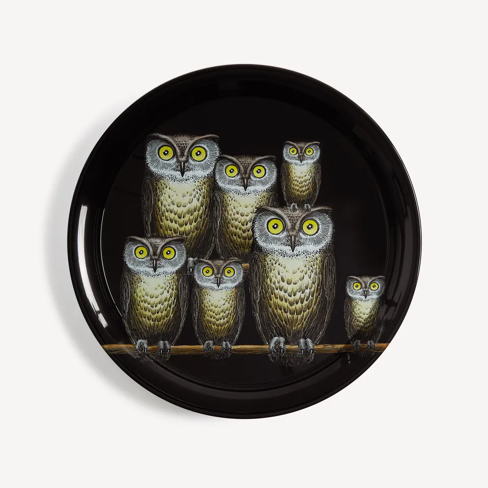 atelier-fornasetti-civette-tablett-eulen-rund image 1