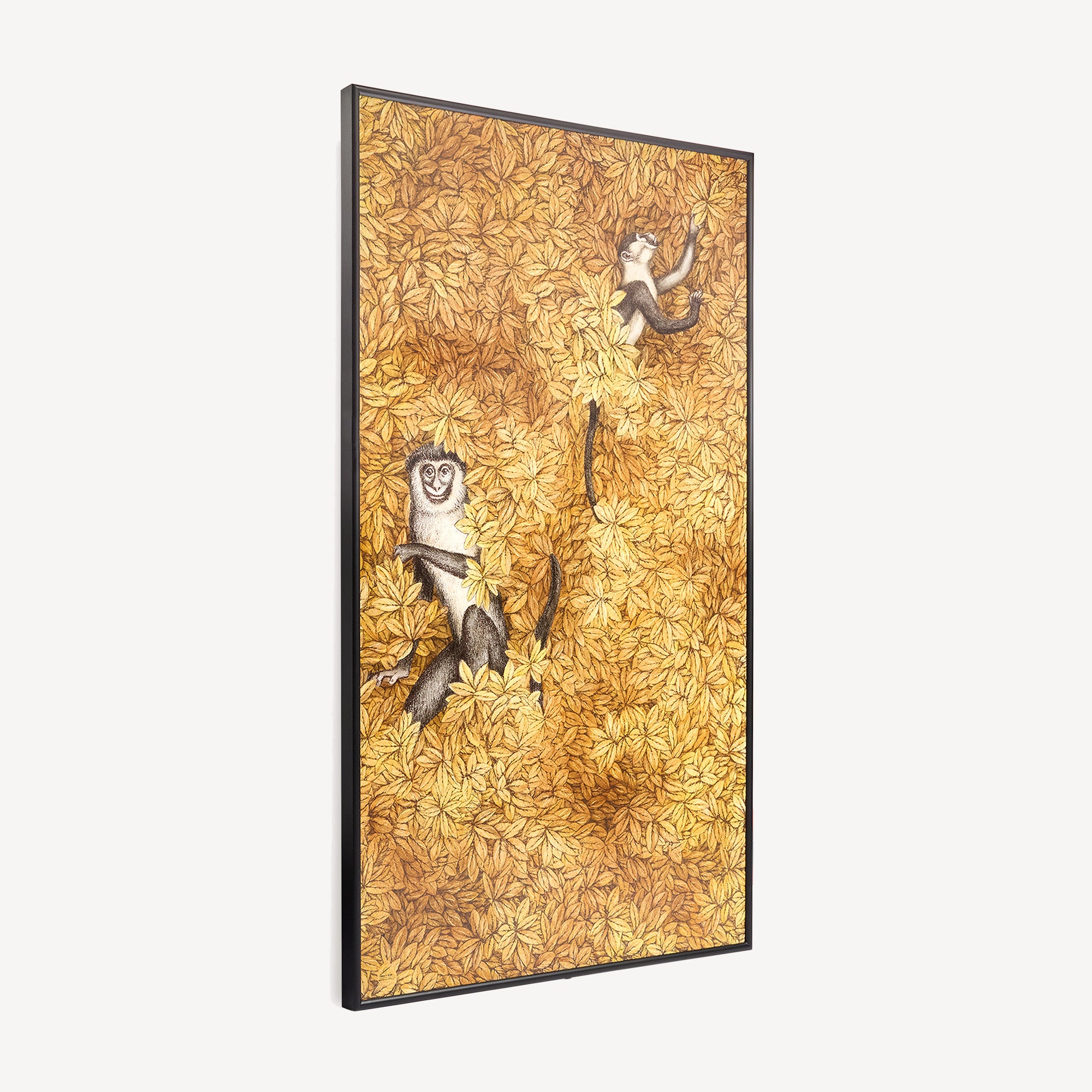 atelier-fornasetti-scimmie-e-foglie-wandbild-holz-gerahmt image 2