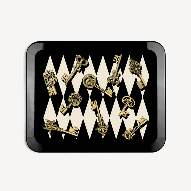 fornasetti-chiavi-e-rombi-tablett-holz-rechteckig image 1