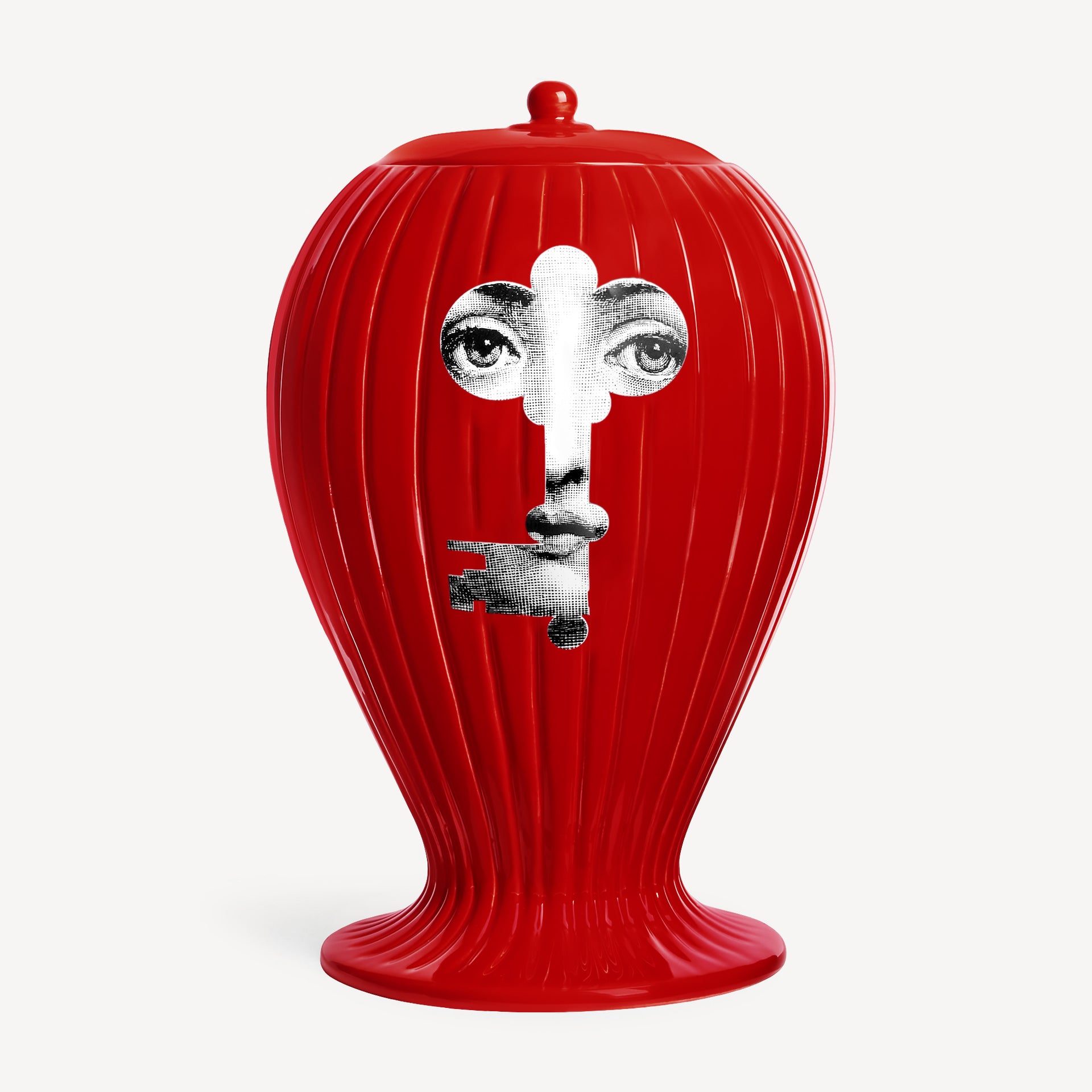 fornasetti-vase-chiave-serratura-keramik-rot-gestreift image 1