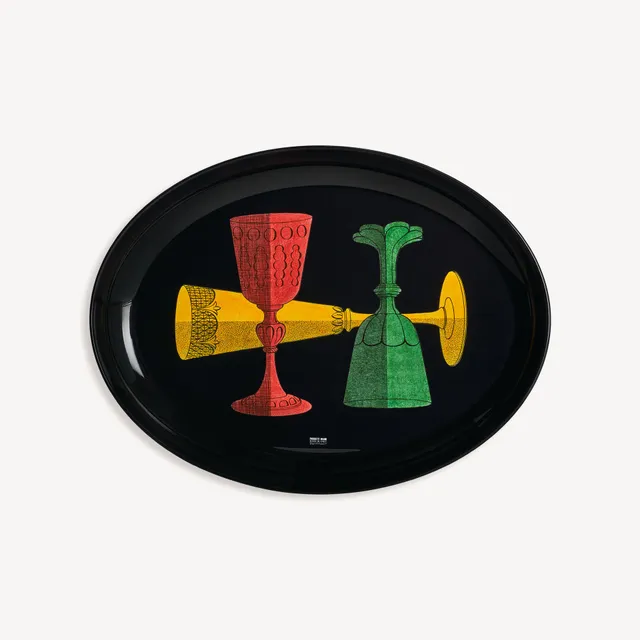 atelier-fornasetti-bicchieri-tablett-oval-schwarz-serviertablett image 1
