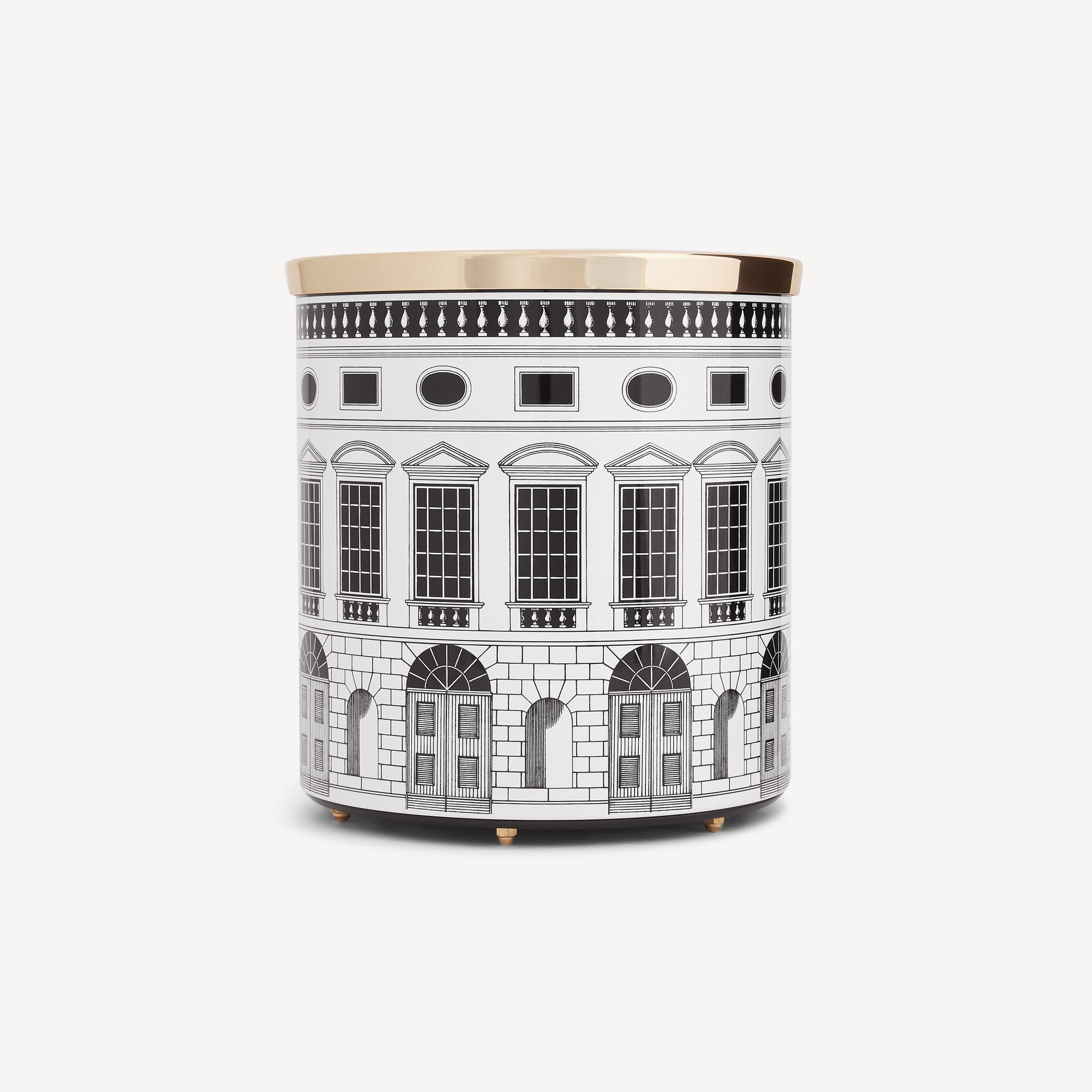 fornasetti-architettura-papierkorb-metall-schwarz-wei image 1