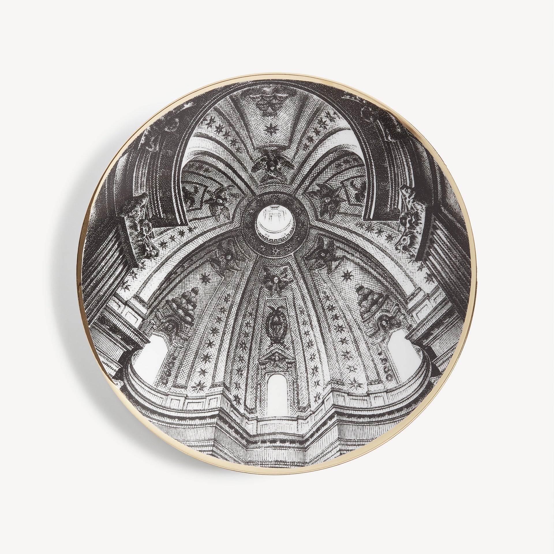 fornasetti-cupola-s-ivo-sapienza-teller-porzellan-gold-rom image 1
