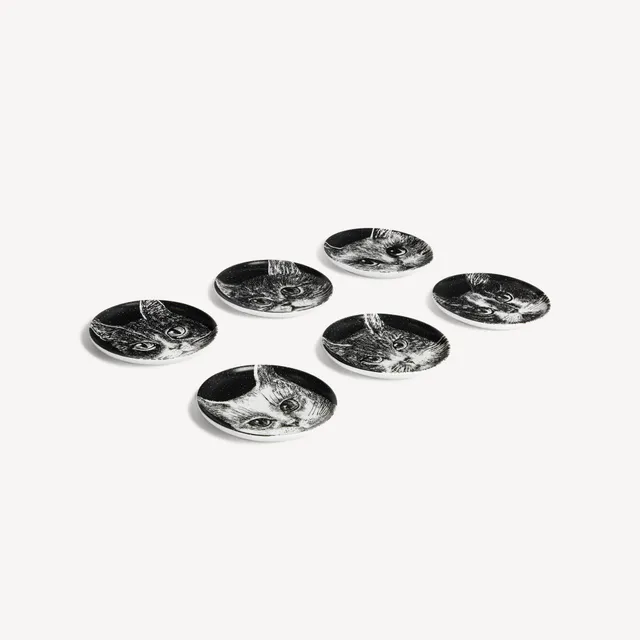 fornasetti-gatti-deko-schalen-6er-set-porzellan-katzen image 1
