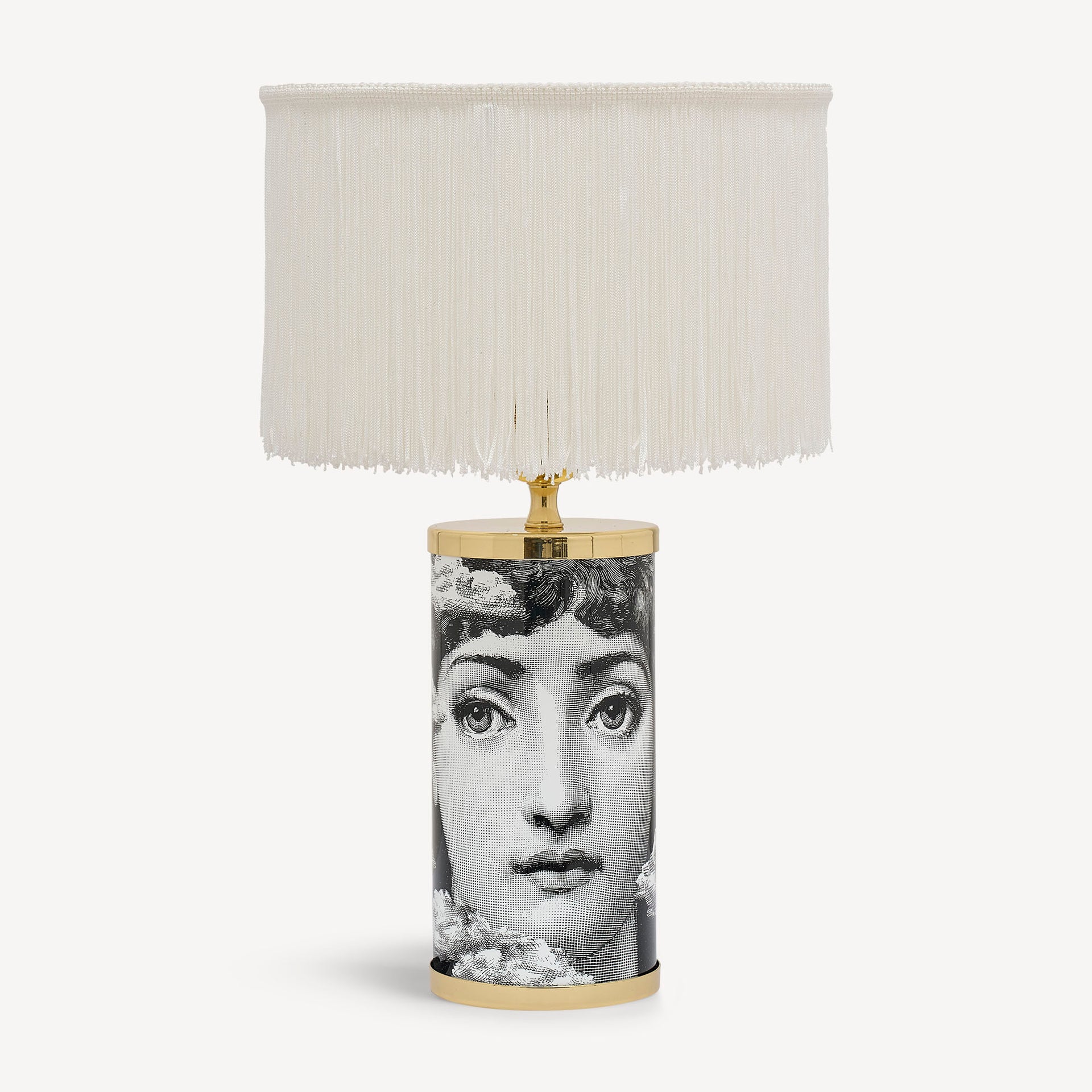 atelier-fornasetti-lampenschirm-zylinder-wei-mit-fransen-klein image 1