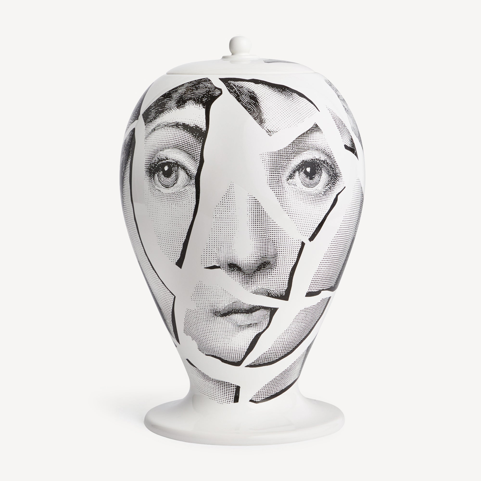 atelier-fornasetti-cocci-vase-keramik-schwarz-wei-limitiert image 1