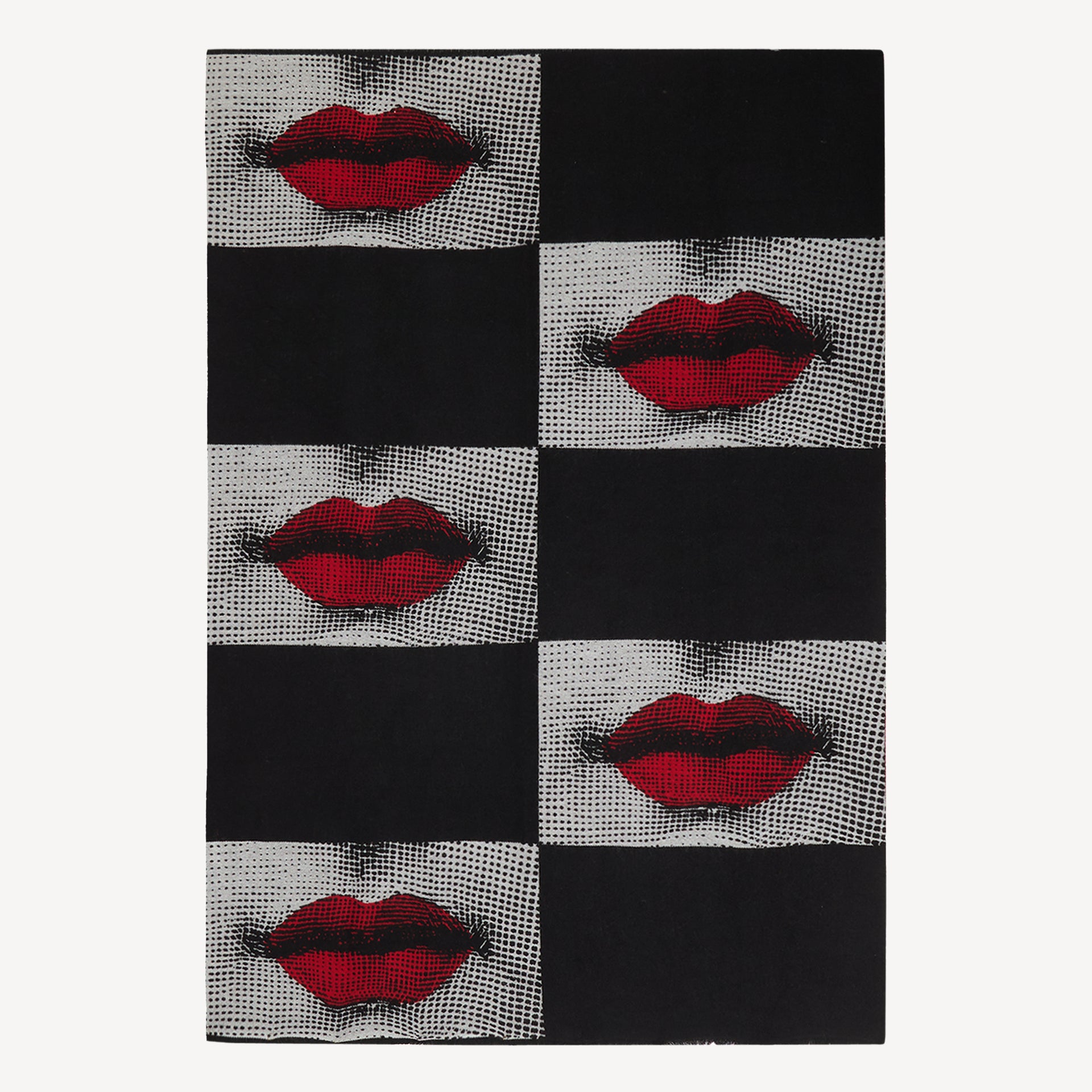 fornasetti-kiss-plaid-wolldecke-jacquard-rot-lippen image 1
