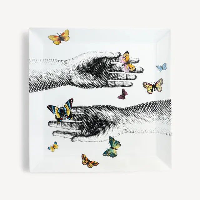 fornasetti-mani-e-farfalle-tablett-eckig-porzellan image 1
