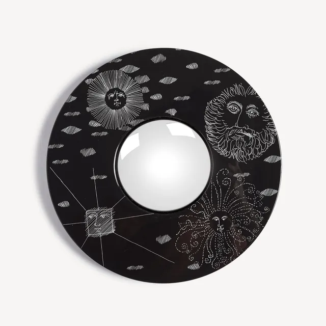 atelier-fornasetti-solitario-spiegel-konvex-holzrahmen-lackiert image 1