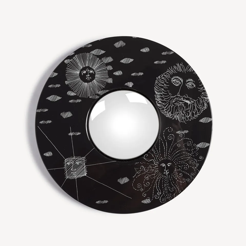 atelier-fornasetti-solitario-spiegel-konvex-holzrahmen-lackiert image 1