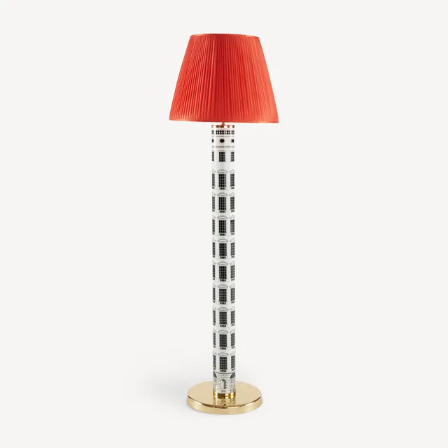 fornasetti-lampenschirm-konisch-plissee-stoff-tischlampe image 1