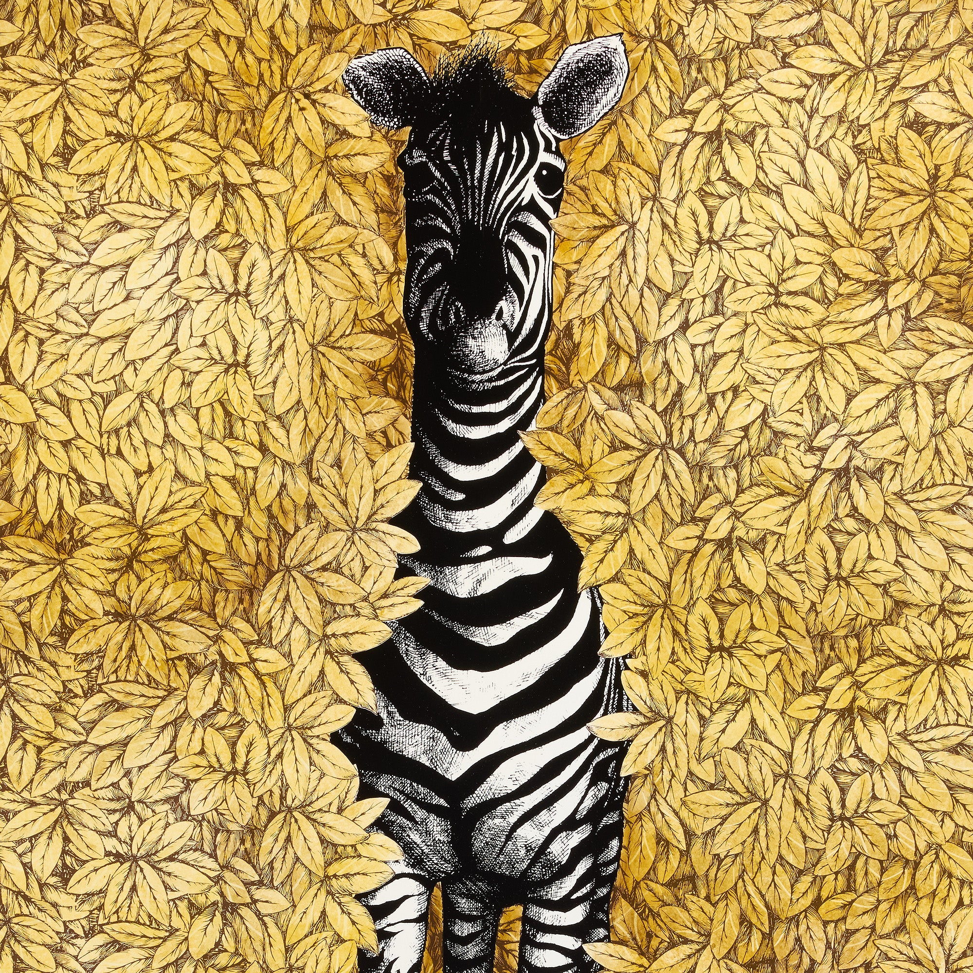 fornasetti-zebra-wandpanel-holz-lackiert-gerahmt image 3
