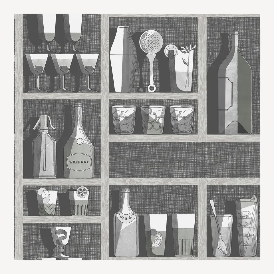 fornasetti-cocktails-tapete-10m-flaschen-pastell-bunt image 1