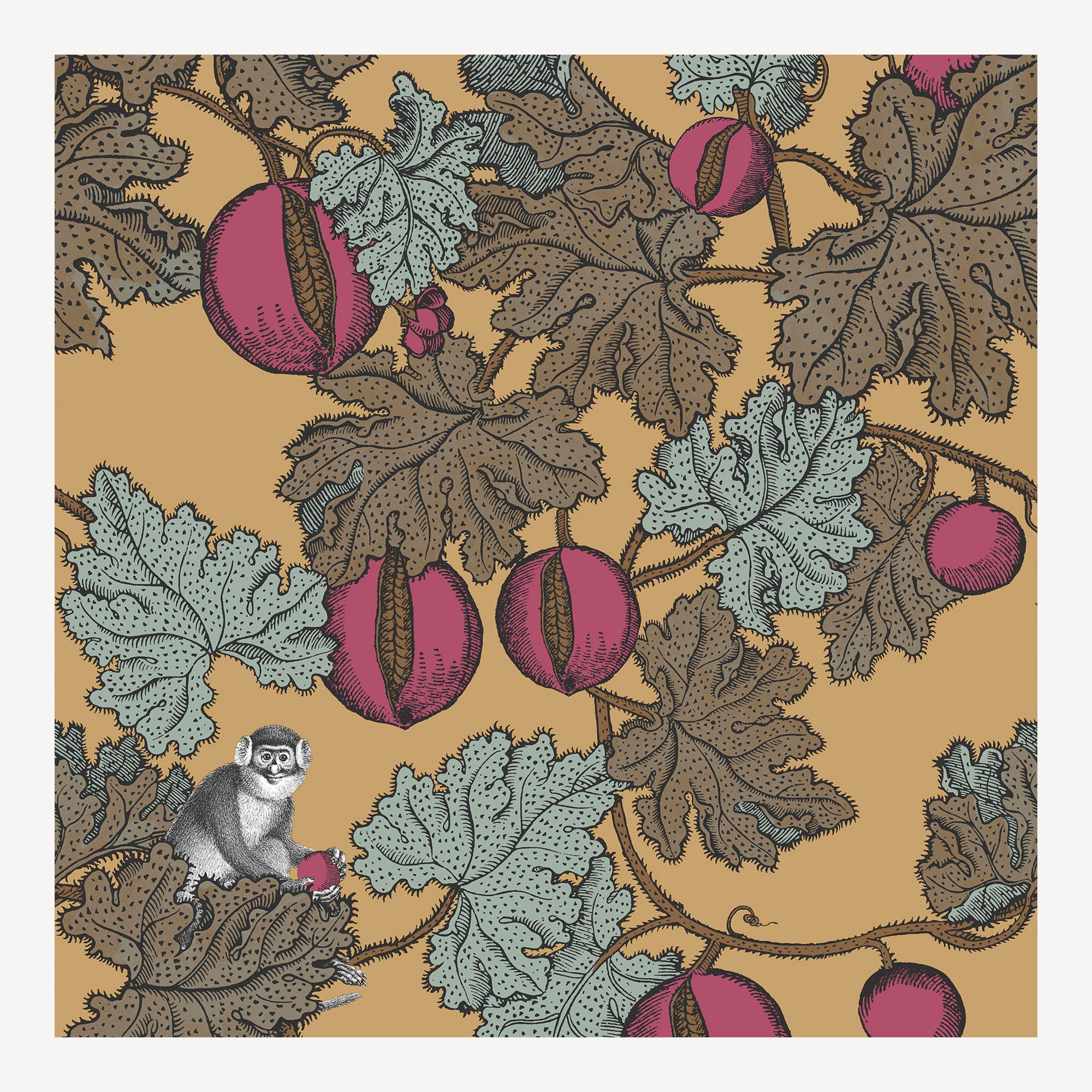 atelier-fornasetti-frutto-proibito-tapete-affen-granatapfel image 1