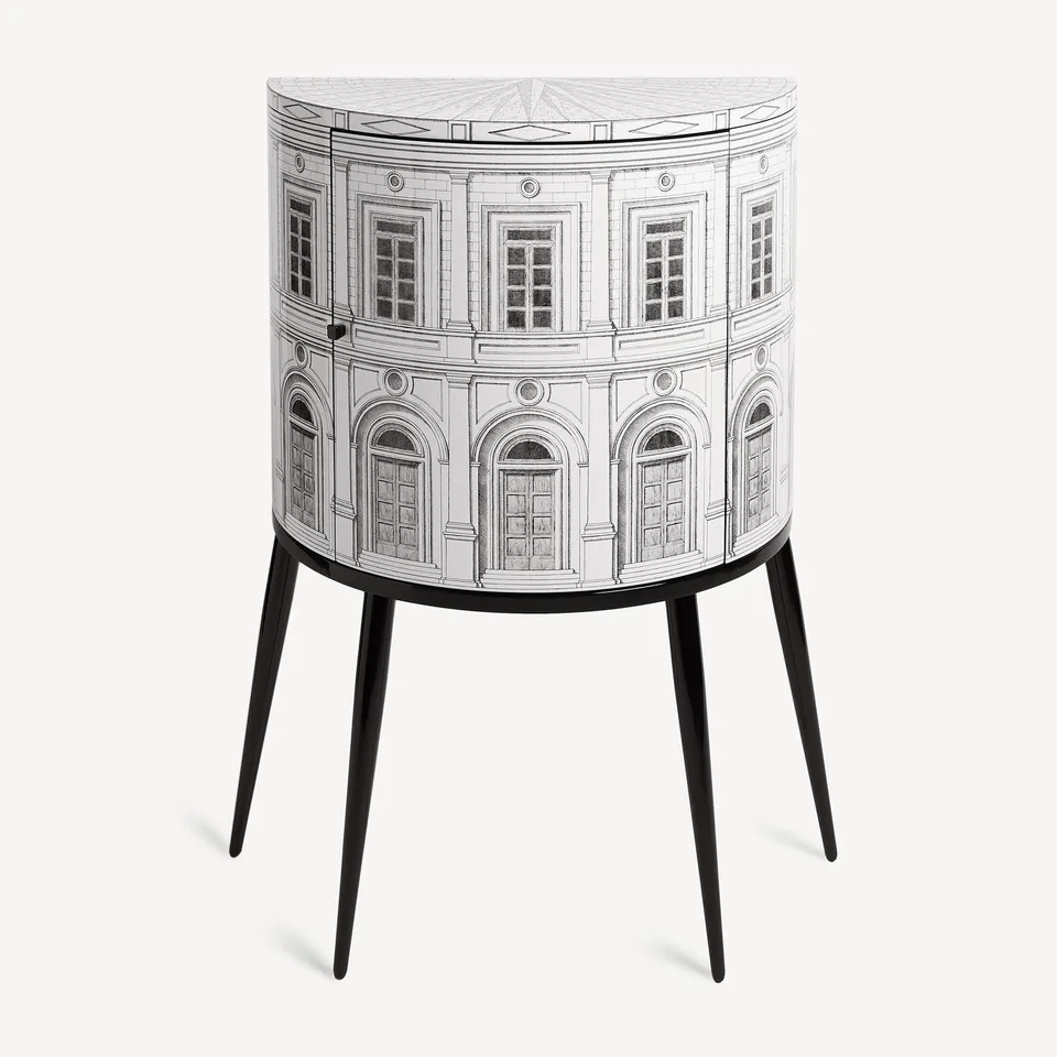 fornasetti-architettura-konsole-holz-mit-glas-handdekoriert image 1