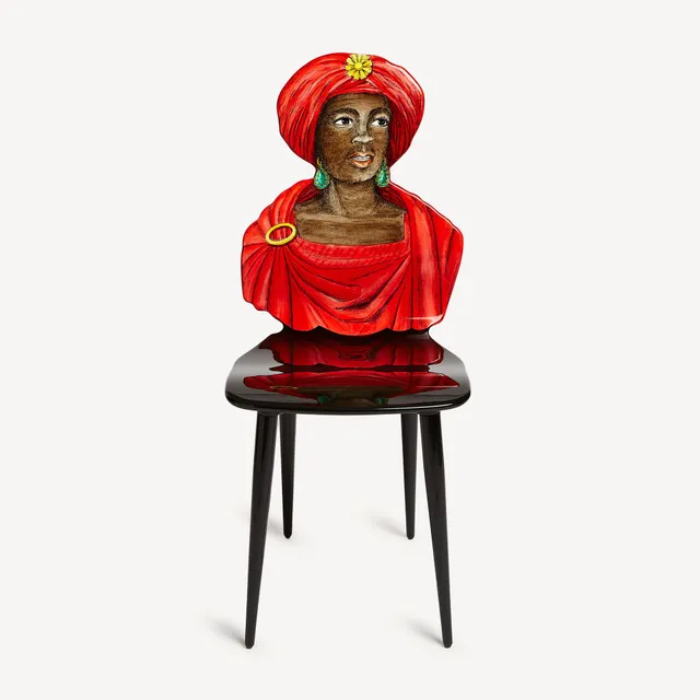 fornasetti-moro-stuhl-holzbeine-exotisch-schwarz-1950er image 1