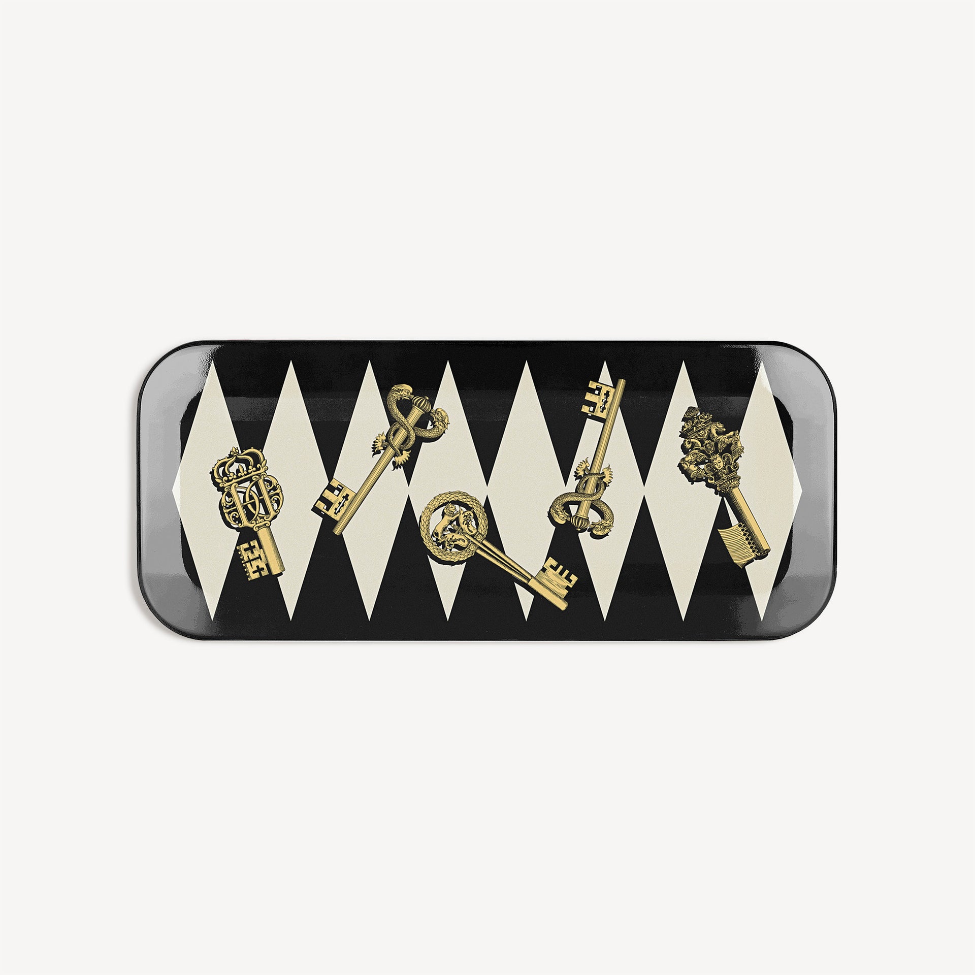 atelier-fornasetti-chiavi-tablett-holz-rechteckig-gold-schl-ssel image 1