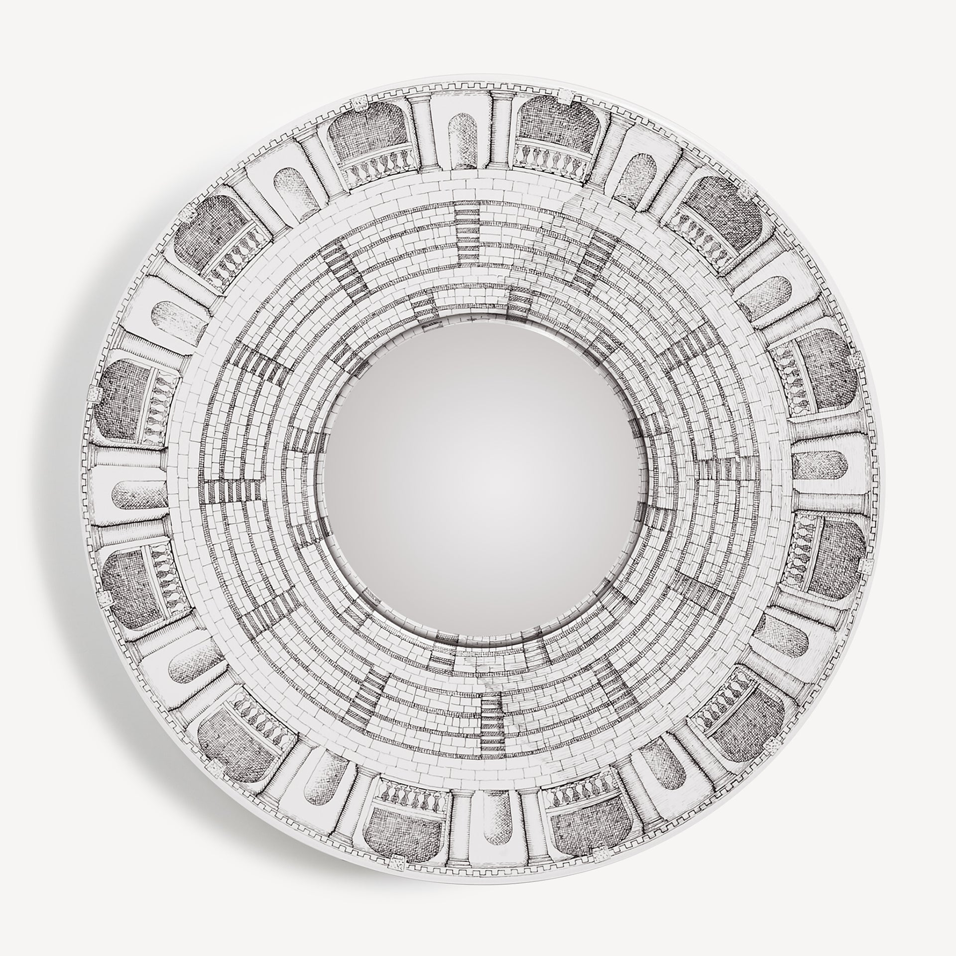 fornasetti-architettura-spiegel-konvex-holzrahmen-wand image 1