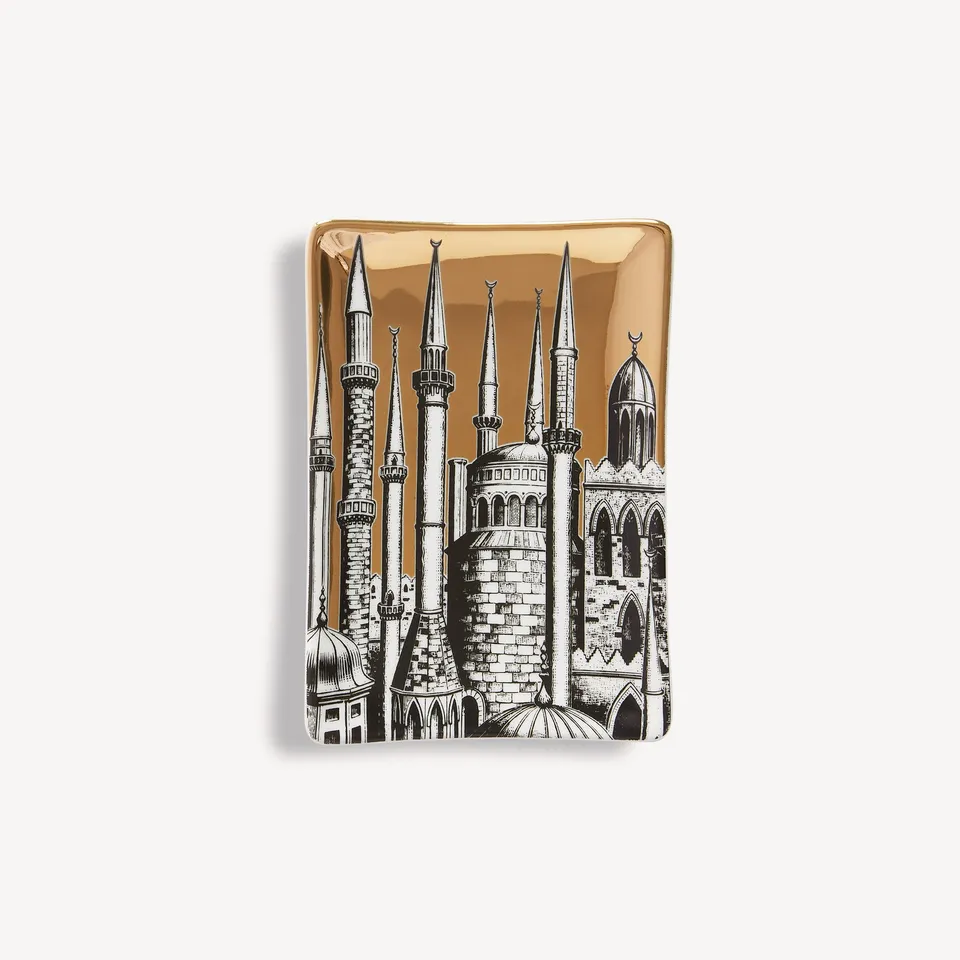 fornasetti-minareti-aschenbecher-porzellan-eckig-mit-gold image 1