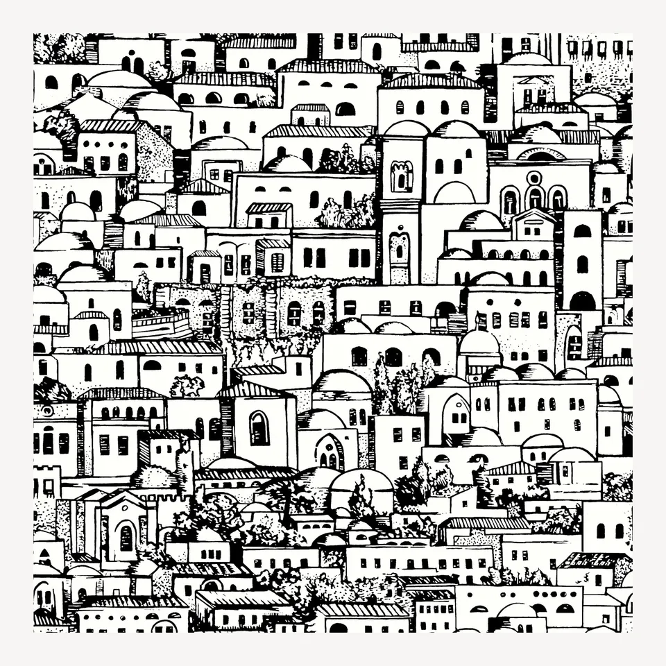 fornasetti-mediterranea-tapete-52cm-x-10m-stadt-metallic image 1