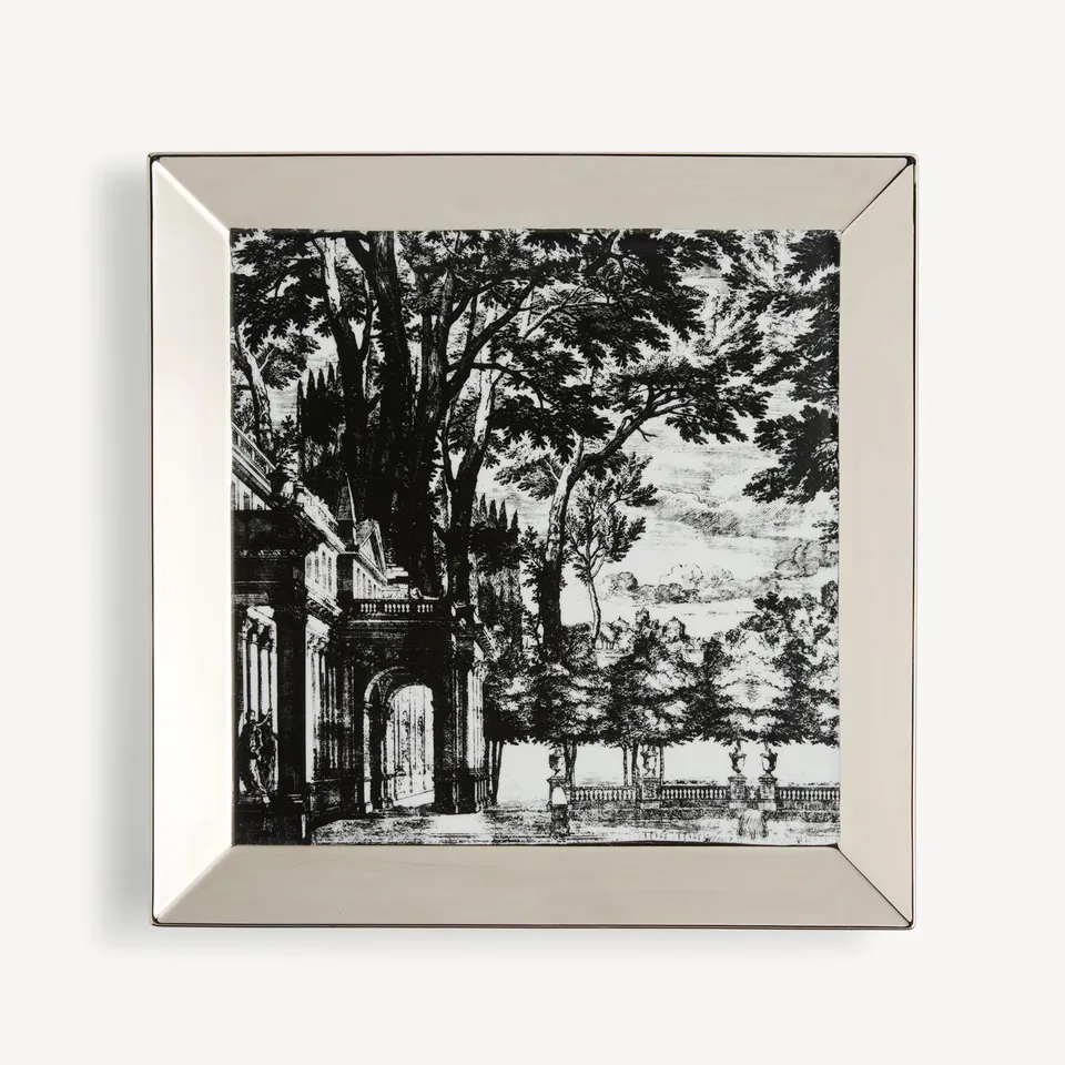 atelier-fornasetti-giardino-settecentesco-tablett-eckig-porzellan-platin image 1