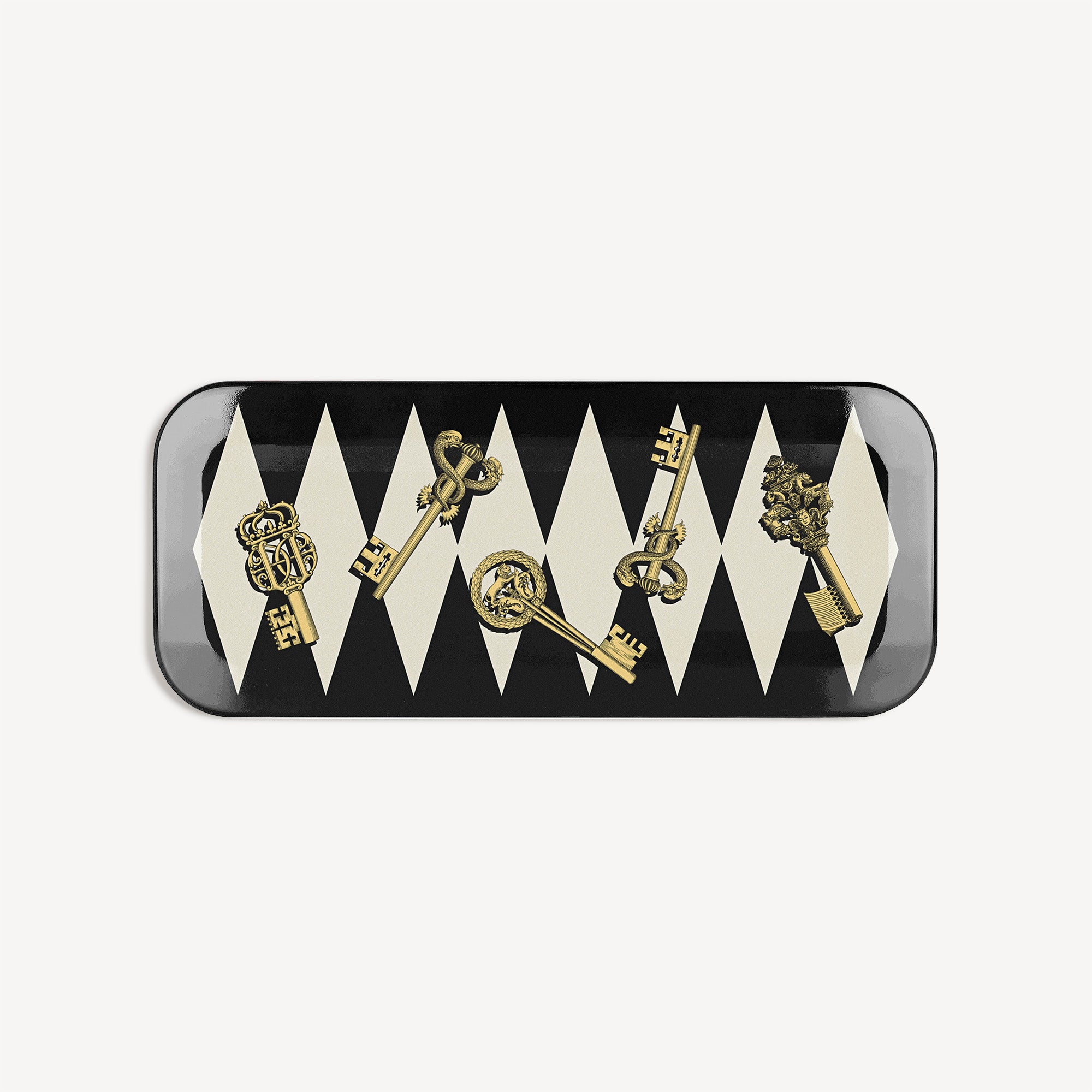 fornasetti-chiavi-rechteckiges-tablett-gold-rombi-holz image 1