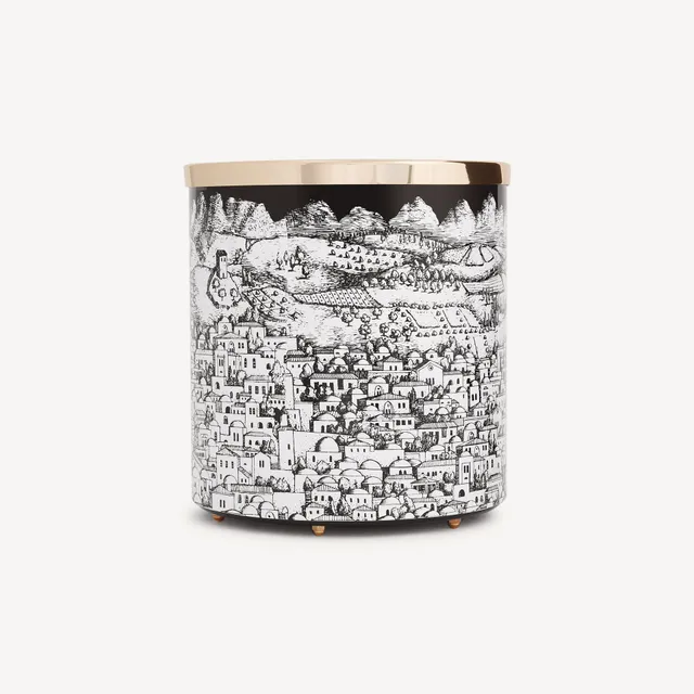 fornasetti-gerusalemme-papierkorb-metall-schwarz-wei image 1