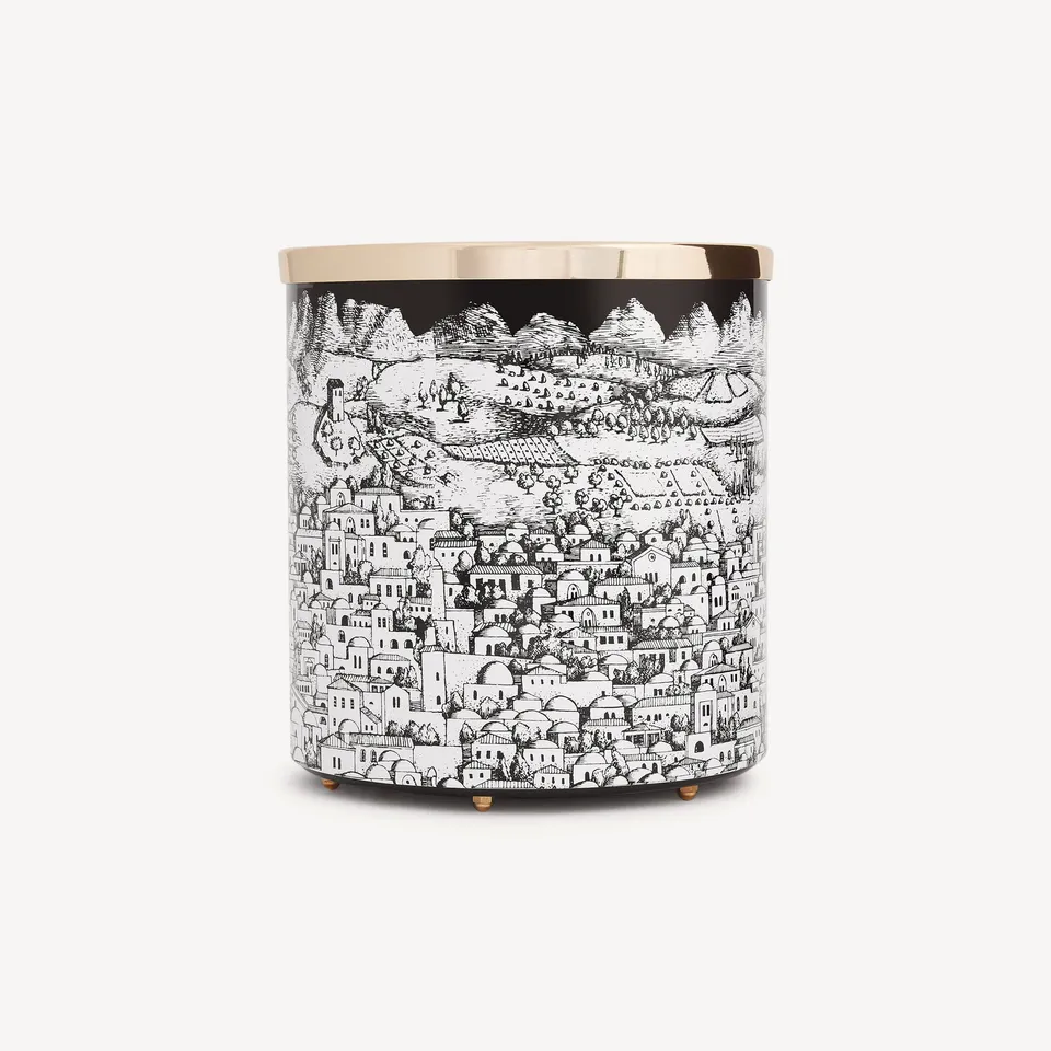 fornasetti-gerusalemme-papierkorb-metall-schwarz-wei image 1