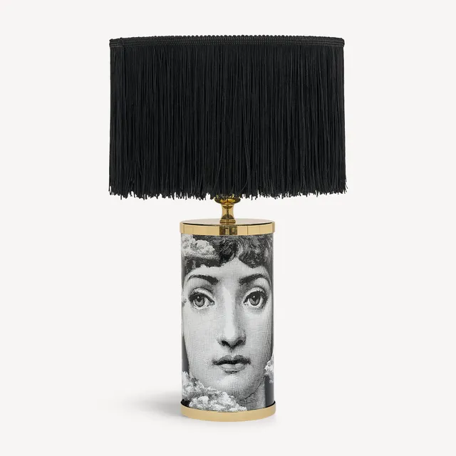 fornasetti-lampenschirm-zylinder-fransen-schwarz-klein image 1