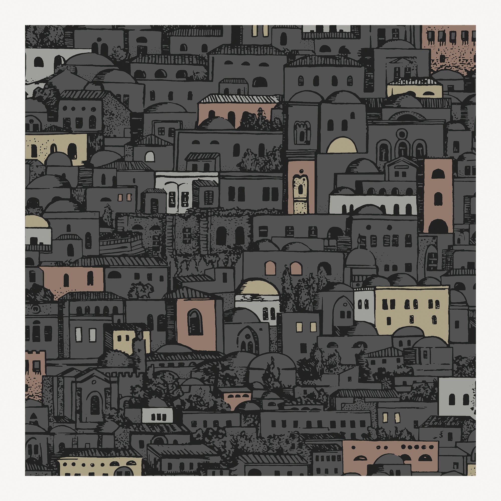 fornasetti-mediterranea-tapete-stadtmuster-metallic-10m image 1