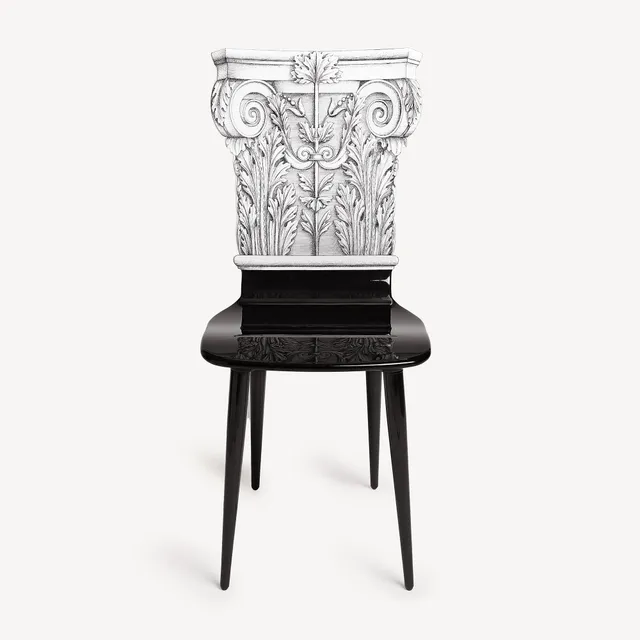atelier-fornasetti-capitello-corinzio-stuhl-holz-handbemalt image 1