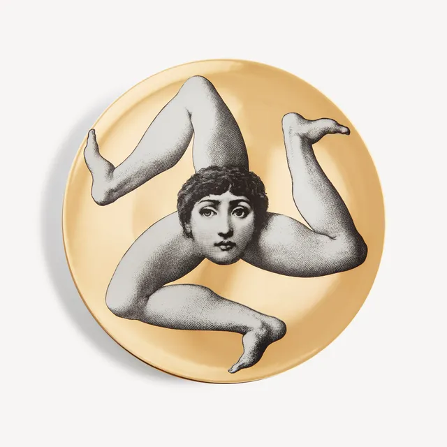 atelier-fornasetti-tema-e-variazioni-wandteller-nr-186-porzellan-gold image 1