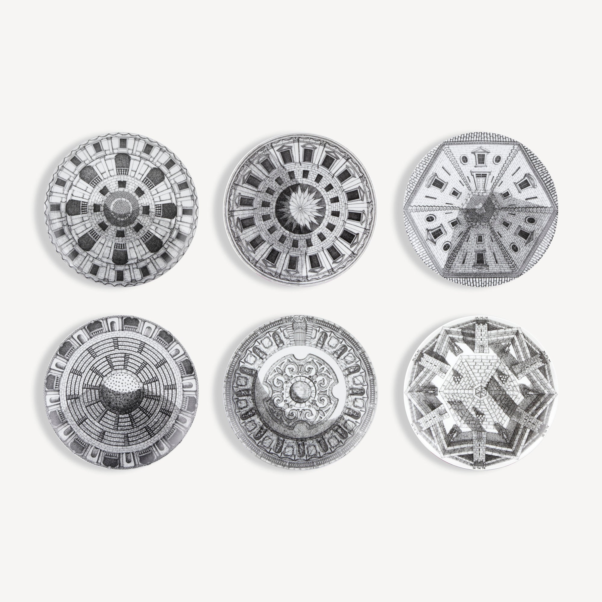 fornasetti-cortili-teller-set-6-teilig-porzellan-architektur image 1