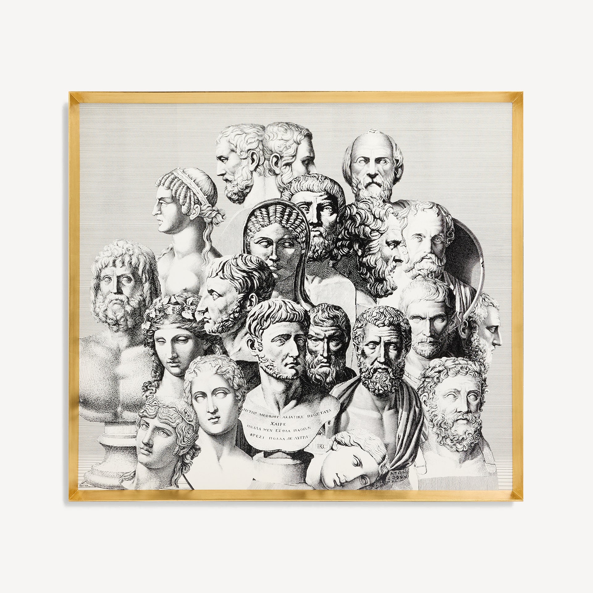 fornasetti-teste-antiche-wandpaneel-holz-gerahmt image 1
