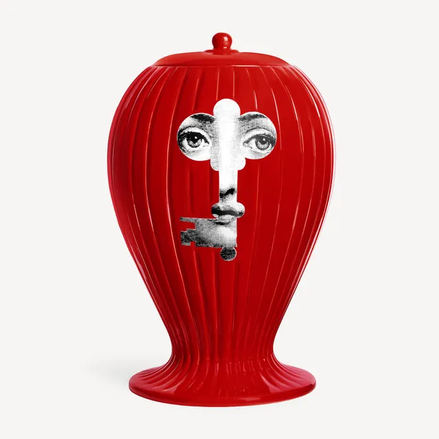 fornasetti-vase-chiave-serratura-keramik-rot-gestreift image 1
