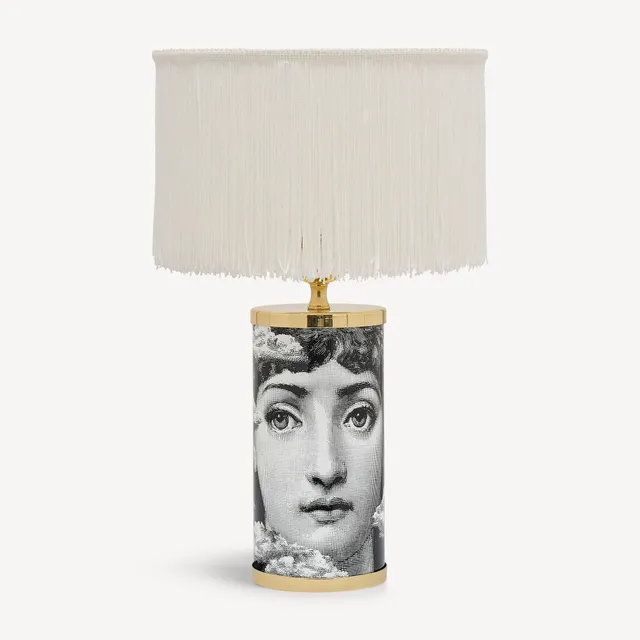 atelier-fornasetti-lampenschirm-zylinder-wei-mit-fransen-klein image 1